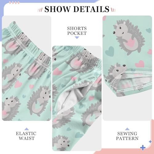 Hedgehog with Love Print Boys Long Pants Soft Trousers Elastic Waist Kids Lounge Bottoms with Pockets S-XL4