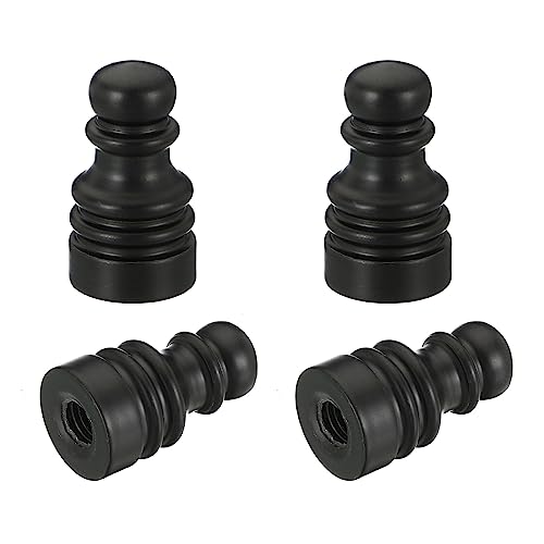 Image of PATIKIL 1 inch Tall Iron Lamp Finials Cap Knob, 4Pcs Lamp Screw Holder Tapped 1 /4-27 for Table and Floor Lamp Shade Decorations, Black