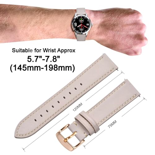 ANNEFIT Watch Band 24mm with Rose Gold Buckle - Classic Oil Wax Leather Quick Release Watch Strap (Off-white) by ANNEFIT - Used condition - Image 2