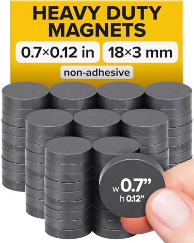 Image of Ultra-Strong Ceramic Round Magnets (0.7x0.12 /18x3mm, 100 pcs) - Heavy Duty Magnets, Non-Corrosive, High Thermal Resistance, Versatile for Home, Office, Workshop, Whiteboard, Fridge and Hobby Use