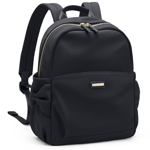 GOLF QUALITY Plecak antykradzieżowy dla kobiet, mały plecak damski, nylon mini plecak, codzienna torba podróżna, plecak szkolny torba damska, uroczy plecak podróżny dla kobiet, Elegancki czarny, 9.6L
