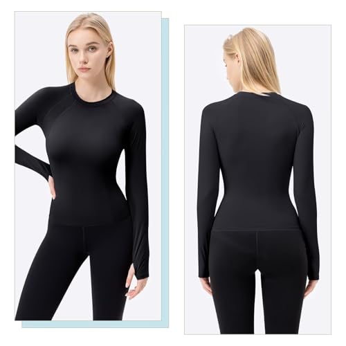 TERODACO Thumbhole Womens Gym Tops Long Sleeve UPF50+ Womens Running Top Breathable Quick Dry Ladies Yoga Workout Hiking Base Layer,Slim Fit Moisture Wicking Soft - Image 3