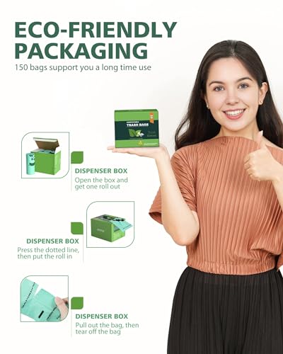 AYOTEE Sacos de lixo compostáveis com 150 unidades, sacos de lixo pequenos de 3 litros, pequenos sac