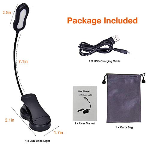 Sutun Rechargeable Book Light, Clip On Led Book Lamp 3 Colors X3 Levels Eye Care Reading Lights, Up To 60 Hours Reading, Lightweight, Ideal For Bookworms, Kids (Warm & White, 9 Levels) #TOP6