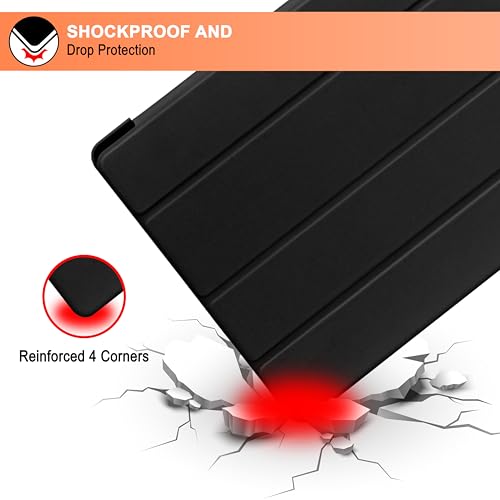 Image of CEDO Tri-Fold for iPad Pro 10.5 (1st Gen) 2017 / iPad Air 3 (3rd Gen) 2019 (10.5 inch) Smart Case Flip Cover with Multi Viewing Angles Stand | Pencil Holder | Heat Dissipation | TPU Backcover (Black)