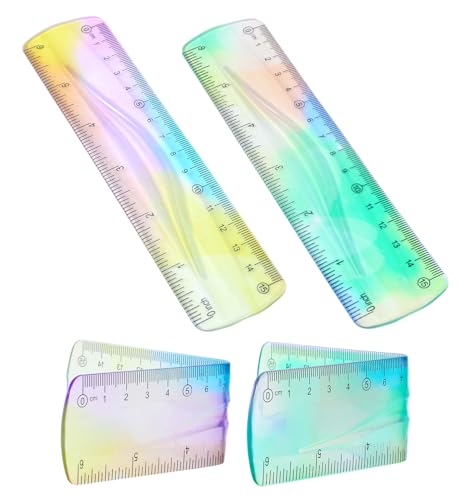 2 Stück Lineal 15cm Flexibles Lineal Bunt & Transparent Bruchsicher & Biegbares Lineals für Kinder Schule Büro und Zuhause