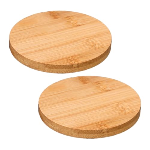 2 Pieces Round Bamboo Drink Coasters 4" Bamboo Coasters Drink Cup Coaster Blank DIY Craft Disc for Home Office Bar Use