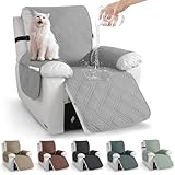 Jinfanshurich Sesselschoner mit Seitentaschen – Rutschfester & Waschbarer Sesselüberwurf für Relaxsessel und Fernsehsessel, Schutz vor Tierhaaren, Flecken & Abnutzung (Hellgrau)