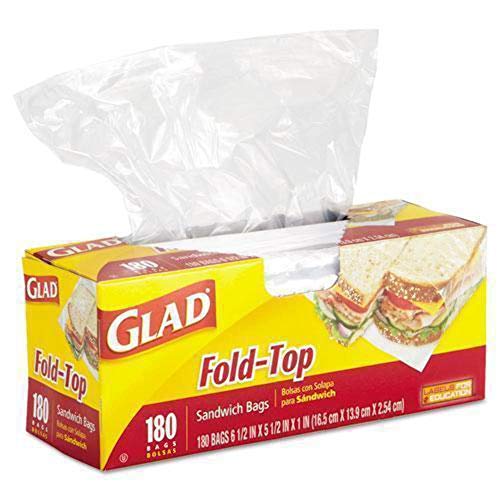 Glad Fold Top Sandwich Bags Plastic Bags 180-Count