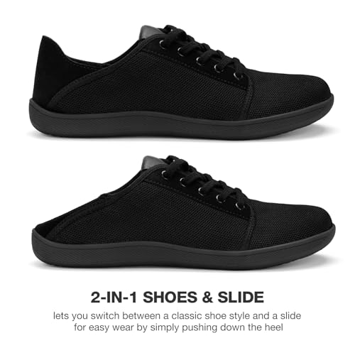 HEEZ Mens Wide Toe Barefoot Shoes 2 in 1 Slip on Mules and Breathable Sneakers for Men Lace Up Comfortable Walking Shoes4