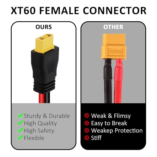 baluoqi Conector solar para XT60 Cabo de extensão 10AWG 1,5 m para estação de energia portátil e pai
