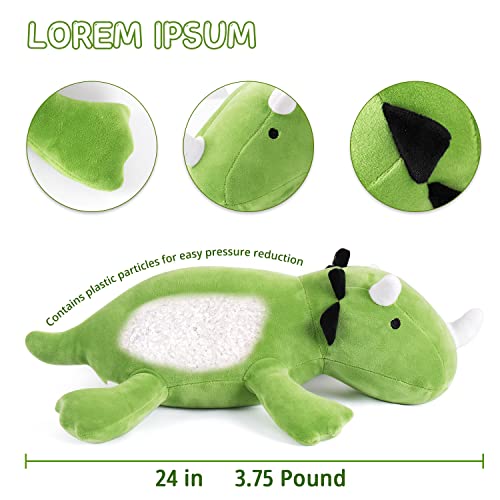 Popmeme Weighted Dinosaur Plush Throw Pillow 24" 3.5Lbs, Green Dinosaur Weighted Stuffed Animal Cuddle Plushies For Kids Birthday… #TOP1