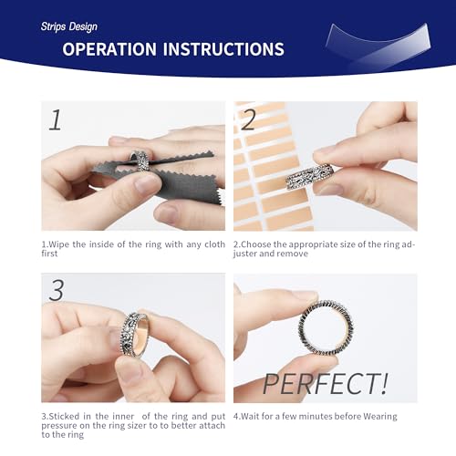 ELETIUO Invisible Ring Size Adjuster Set for Loose Rings,2 Style Spiral Ring Reducer Jewelry Guard Ring Resizer,Multiple 6 Spirals Silicone Ring Tightener,3 Sheets/117Pcs EVA&Transparent Stickers
