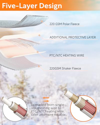 Sino Electric Blanket for Car, 12 Volt Electric Blanket for Car, Truck, SUV, RV and Camping, with Temperature Driver, 150 x 109 cm, Black and White Plaid - Image 6