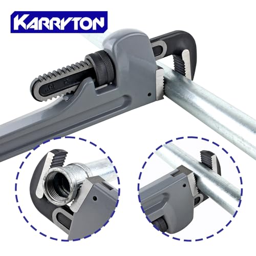 Image of 18 Inch Aluminum Pipe Wrench, 3-1 /4 inch /83mm Adjustable Cr-Mo Jaw Opening Heavy Duty Aluminum Straight Handle Plumbing Wrenches, Perfect Plumbers Tool Exceed GGG Standard
