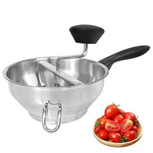Stainless Steel Ergonomic Food Mill with 3 Grinding Discs, Compralo Rotary Food Mill for Tomato Apple Sauce, Puree, Mashed Potatoes, Jams, Dishwasher Safe