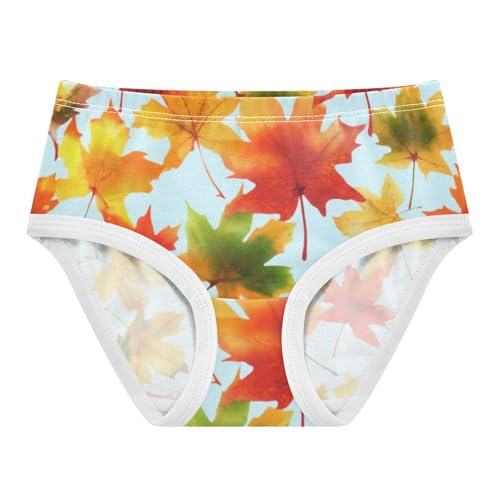 Autumn Maple Leaves Red Panties Little Girl Girls Underwear Toddlers Cotton Fun Print Briefs Undies Kids 2t