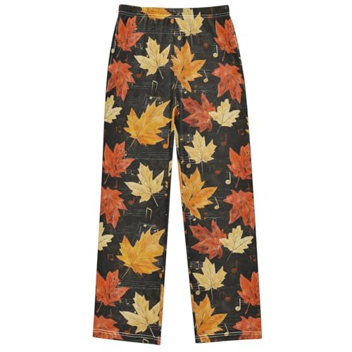 Boy's Pants Leavf Musical Note Jogger Pants Elastic Waist Long Bottoms Trousers with Pockets 6-14 Years