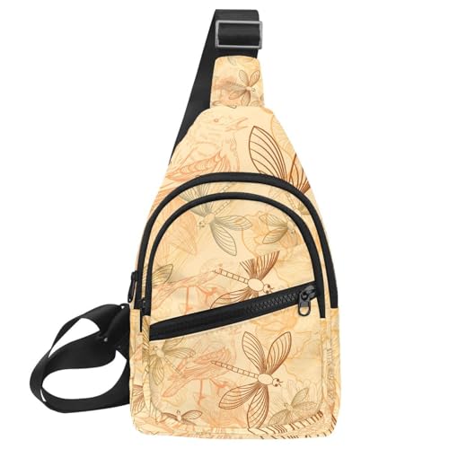 Mochila bandolera con diseño de libélula multicolor para paseos urbanos