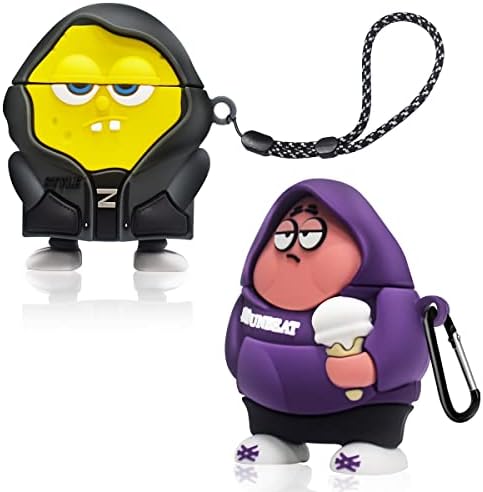 [2Pack] Cute AirPods Cartoon Character Case for AirPod 2/1, Unique Design Funny Fun Kawaii 3D Cartoon Characters Advanced Soft Silicone AirPods 2&1 Case Cover for Men Women