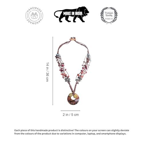 Image of AAKRITI ART CREATIONS Boho & Tribal Handcrafted Necklace Collection | Jute, Wooden & Brass Pendant Designs | Ethnic Collar, Loop & Statement Jewelry for Women | Artisan Festival & Everyday Wear