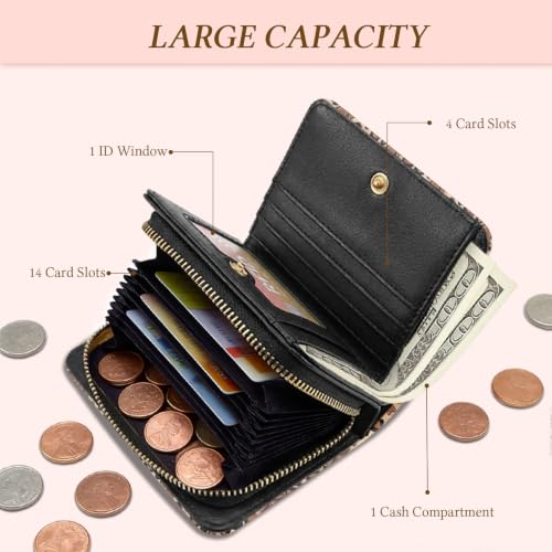 Image of Leopard Wallet for Women, PU Leather Accordion Wallet, Zipper Coin Purse
