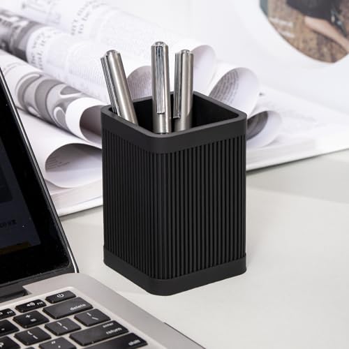 Aesthetic Pen Holder For Desk, Modern Silicone Pencil Holder, Stylish Office Desk Decor, Made of 5 mm Thickened Premium Silicone, Office Desk Organizer And Accessories (Black) | For Desk, Modern - Image 6