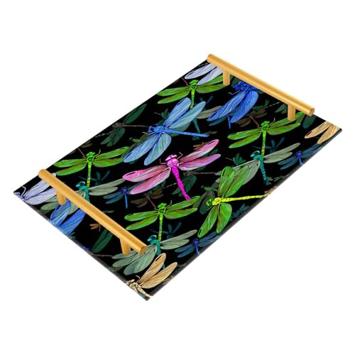 BOESI Graffiti Colorful Dragonflies Tray, Tray with Handles, Countertop Organizer, Decorative