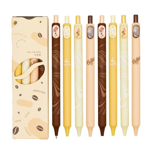 8 bolígrafos gel retractables café Maydahui negro tinta miniatura 1
