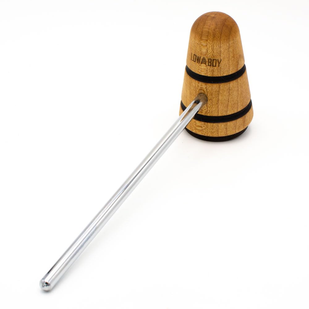 Low Boy Bassdrum Schlägel aus Holz/Leder, vielseitiger mittelschwerer Bassdrum-Schlägel mit robuster Lederoberfläche und Stahlstangen in Luftfahrtqualität