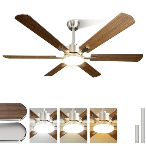 Airwit 132cm Grande Ventilador de Techo con Luz Doble Cara Aspas, Silencioso Ventilador Techo LED con Mando a Distancia y Reversible Motor DC, para Dormitorio Salon