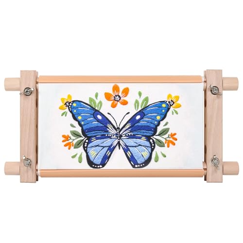 Image of Embroidery Tapestry Scroll Frame, Mini Cross Stitch Frame, Scroll Embroidery&Quilting Holder for Cross Stitch, Needlepoint, and Sewing Projects (12.6inch*9inch)