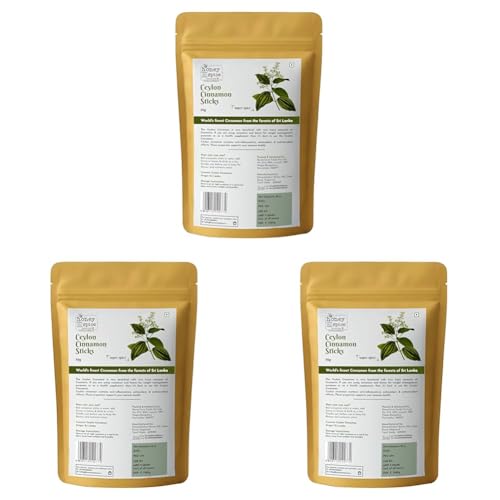 Image of Honey and Spice Ceylon Dalchini Cinnamon Sticks Organic Srilankan - 50 Gms (True Srilankan Barks /Rolls) Flavourful for Cooking, Seasoning, Baking, 100% Natural | H1 Grade | Paper Packaging (Pack of 3)