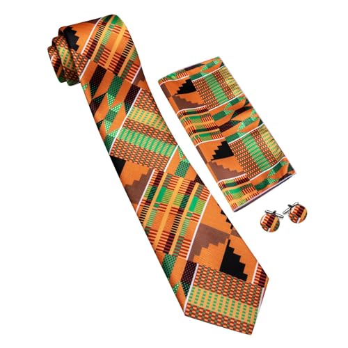 Image of Barry.Wang Man Tie Sets Skull Ties Animal Extra Long Necktie Silk Woven Handkerchief Cufflinks Festival Party Gift