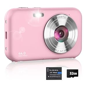 Digital Camera, FHD 1080P Kids Camera with 32GB Card, 44MP Point and Shoot Camera 16X Zoom Anti Shake, Compact Small Digital Cameras Gift for Kids Teens Students Boys Girls Beginners