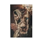 Jesus and Lion 1000 Piece Jigsaw Puzzle Jigsaw Puzzles for Adults Children The Young Jigsaw Puzzles for Adult Puzzle Game 1000 Piece Toys Gift