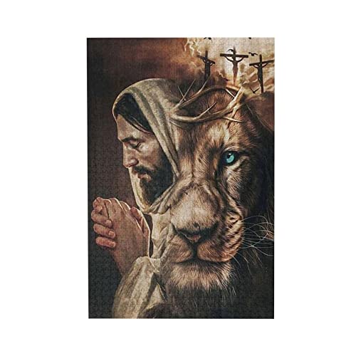 Jesus and Lion 1000 Piece Jigsaw Puzzle Jigsaw Puzzles for Adults Children The Young Jigsaw Puzzles for Adult Puzzle Game 1000 Piece Toys Gift