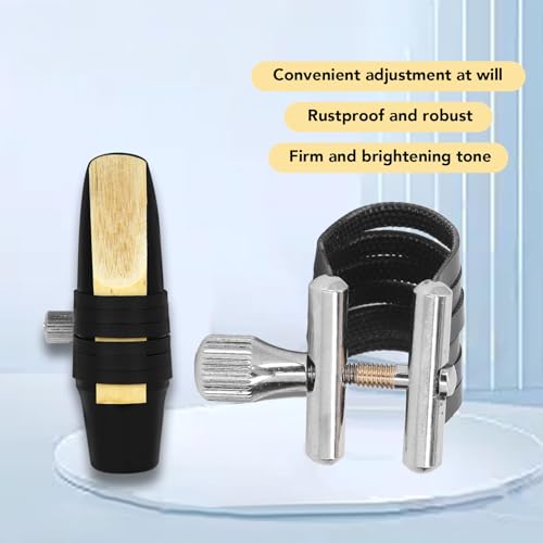 Alto Saxophone Mouthpiece Fastener, Ligature PU Leather 6 Clip Adjustable Screw Sax Mouthpiece Fastener