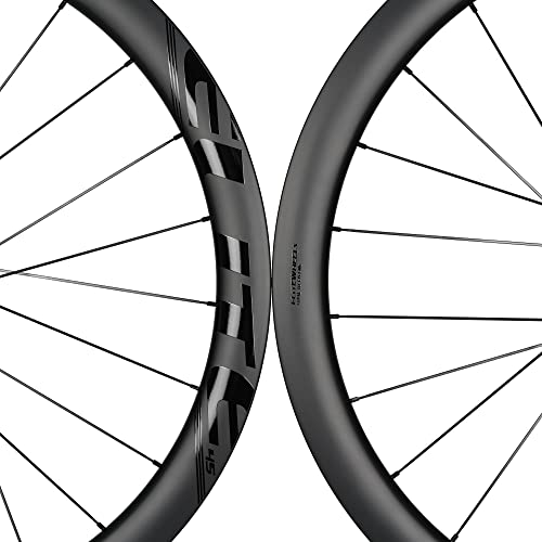 Elitewheels 700C Clincher Carbon Wheelset Disc Brake：45Mm Depth Quality Carbon Ud Finish Rim Road Cycling Tubeless Compatible Clincher #TOP4