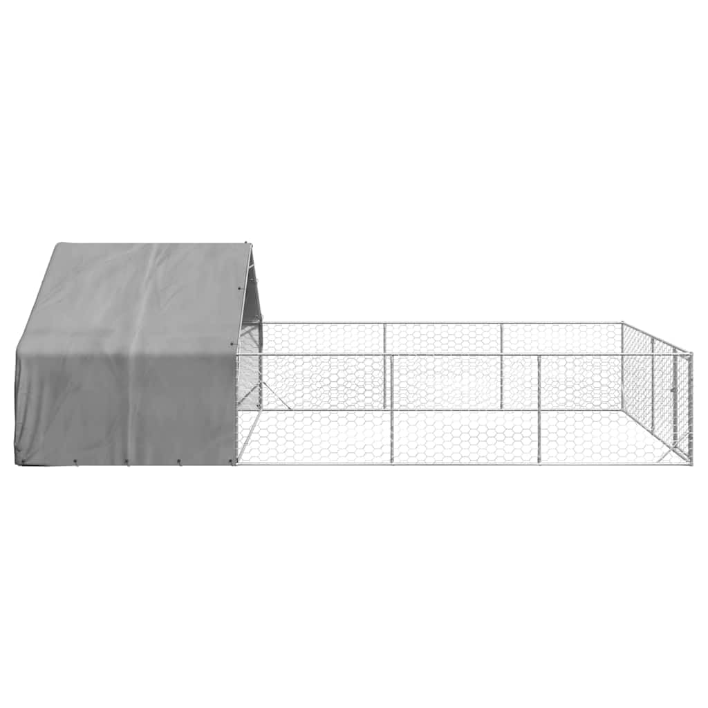 Brokky 3329244 Cuccia per Cani da Esterno con Recinto 7x3x1,9m Acciaio Zincato Recinto per Cani da Giardino,Gabbia per Conigli,Recinto per Animali Domestici,Gatti,Cuccioli,Porte con Chiavistello e Par