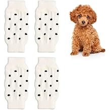 Luqeeg Dog Elbow Protector, 4Pcs Breathable Soft Warm Dog Leg Brace, Cute Polka Dot Elastic Pet Heals Hock Joint Wrap Sleeve, Protective Leg Support Socks for Arthritis, InjuriesS