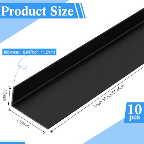 Image of Sasylvia 10 Pcs 3 /8 x 1-1 /4 x 36 inch Wall Corner Protector Guards, Avoid Scratching Scuffs, Black Vinyl Corner Trim Molding, Easy Install & Cleaning for Door Countertop Furniture Cabinet Protection