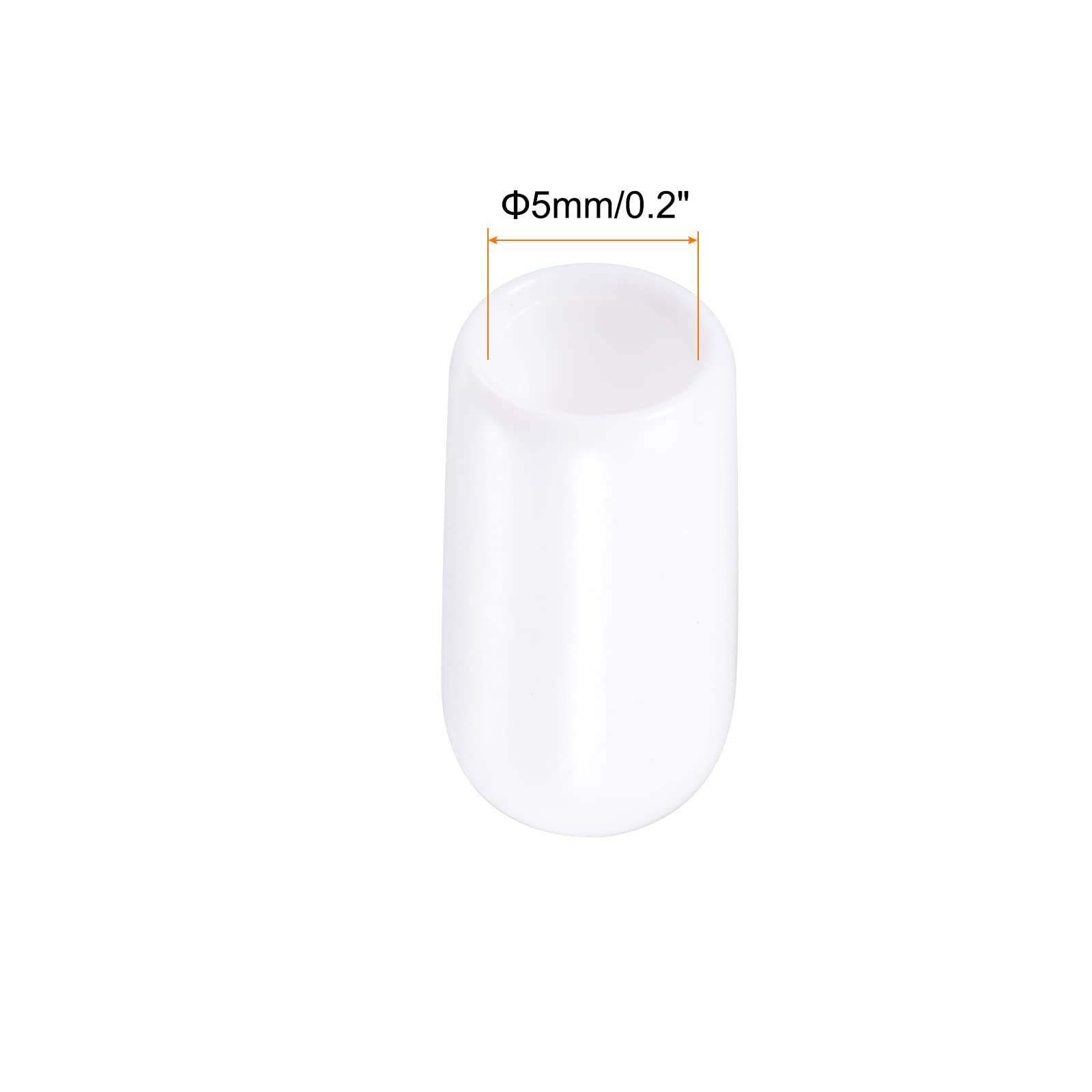 Rebower Screw Thread Protector Cover Rubber End Caps, [for Screw, Bolt] - 5mm ID/White/200 Pcs