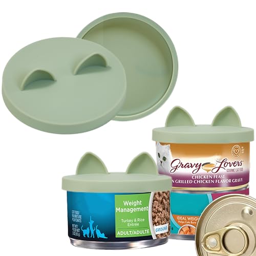 OHMO 2 Pack Cat Food Can Lids, Small Size (3 oz) Silicone Pet Food Can Lids Covers for 3 oz Cat Food Cans, Light Green