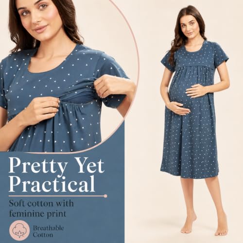 Image of AV2 Women's Cotton Floral Calf Length Maternity Nighty