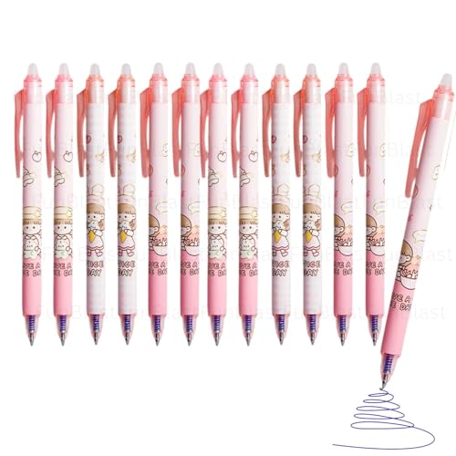 Image of FunBlast Erasable Gel Pens - 12 Pcs of Gel Pen with Magic Eraser, Kawaii Gel Pens, Lightweight Gel Pen with Comfortable Grip, Stationery for School & Office - Blue Ink