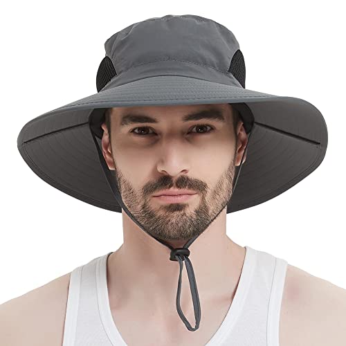 Sireck Sun Hat For Men Women, Upf 50+ Fishing Hat, Outdoor Sun Protection Bucket Hats, Water Resistant Wide Brim Safari Hat Quick Dry Summer Boonie Hat For Hiking Hunting Gardening Beach (Dark Gray) #TOP5
