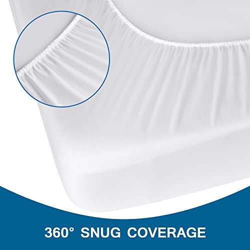 Twin Fitted Sheet Soft Twin Size Fitted Sheets Up To 12 Inches Deep Procket, Single Size Bed Mattress Sheets Stretchable And Breathable Jersey Knit Cover, Bottom Sheet Only, White #TOP3