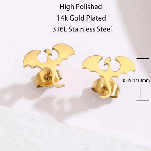 Stainless Steel Dragon Stud Earrings for Women, Minimalist Cool Dragon Earrings Gift for Her3