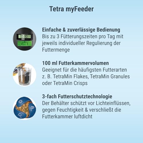 Tetra myFeeder Futterautomat für Zierfische im Aquarium, anthrazit, inklusive Batterien